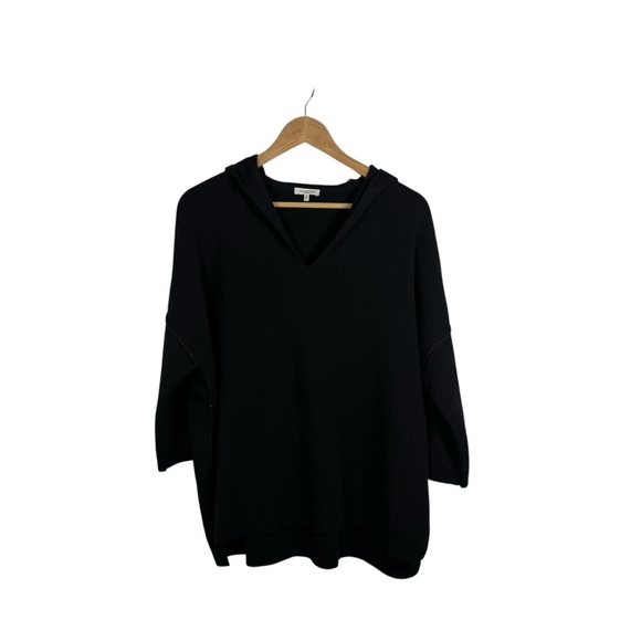 Lafayette 148 Women’s Wool Hooded Embellished Trim Tunic Black Size M/L - Picture 2 of 9